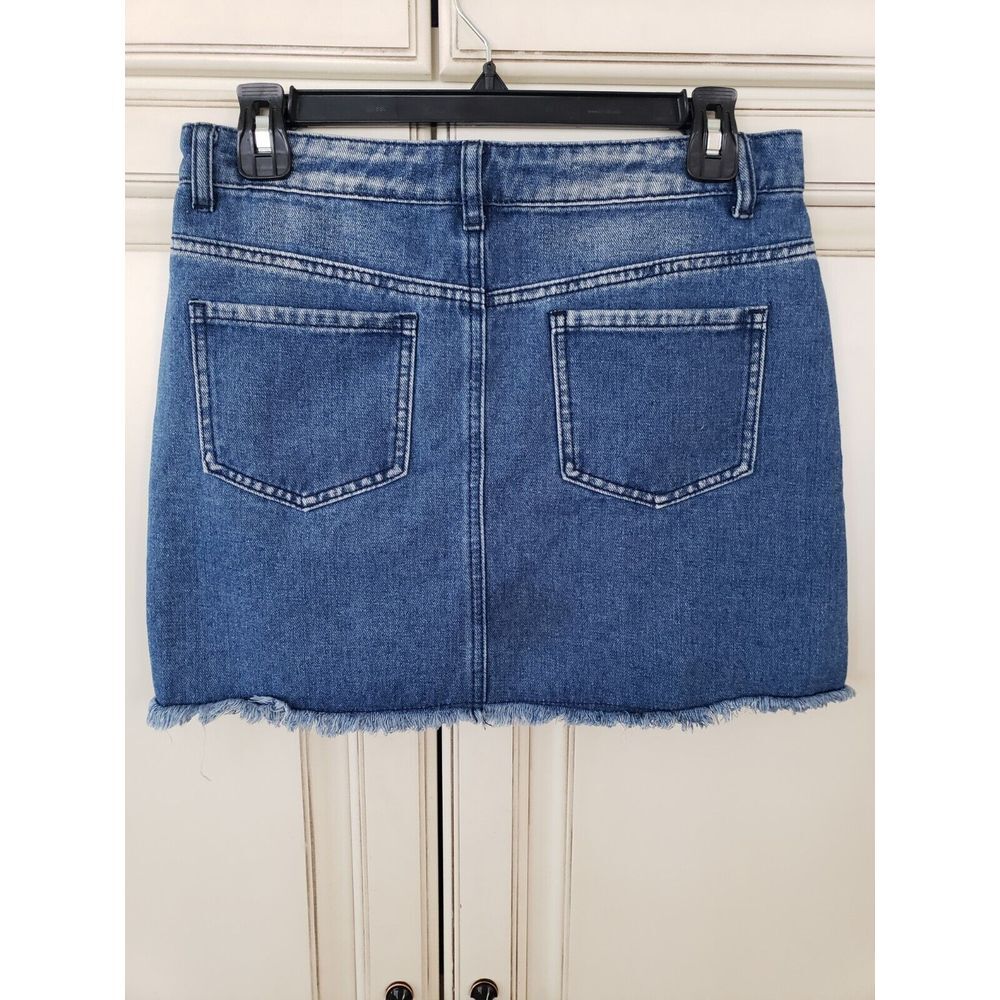 crazy train denim skirt mini distressed southwest‎ western - Picture 3 of 9